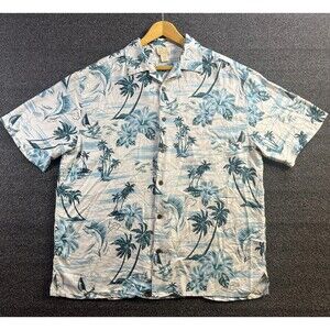 Jos A Bank Silk Hawaiian Shirt Men’s‎ XL Floral, Palm Trees Aloha